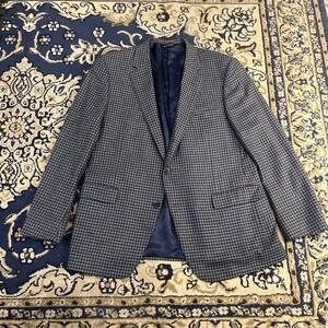 SAMUELSOHN Men Sport Coat Jacket Blazer MADE IN CANADA Blue GRAY CHECK 46R